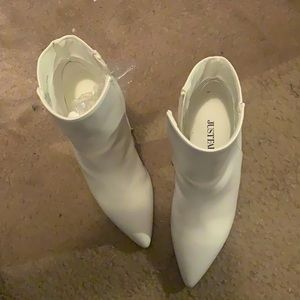 White ankle booties